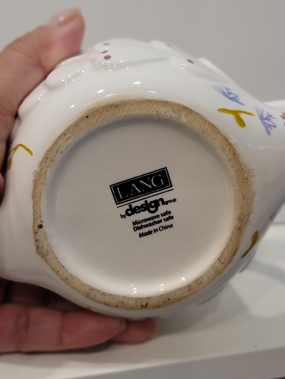 LANG by Design Group White Swan Floral Embossed Ceramic Mug Cottagecore EUC - Picture 6 of 7